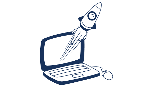 Illustration d'une fusée qui sort d'un PC