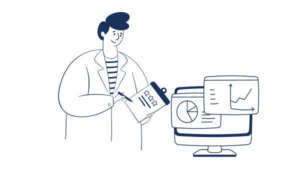 Illustration d'une personne effectuant des tests