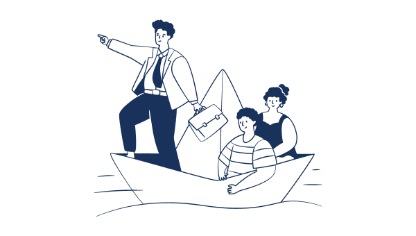 Illustration de personnes navigant sur un bateau