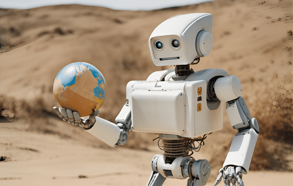 robot that holds the world in its hand